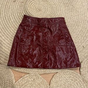 Billieblush red faux leather skirt button burgundy girls 8